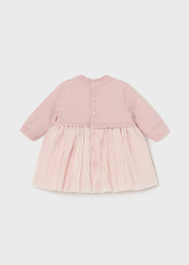 Vestido tricot tul plisado