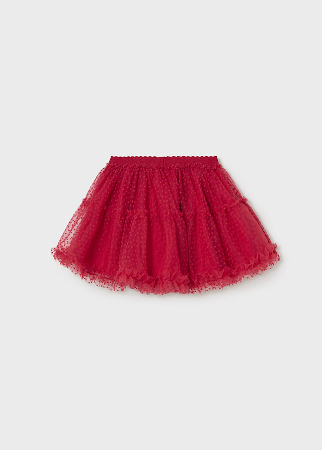Falda tul flocado rojo