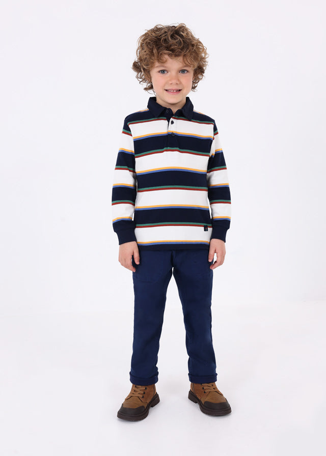 Polo cuello camisa m/l a rayas