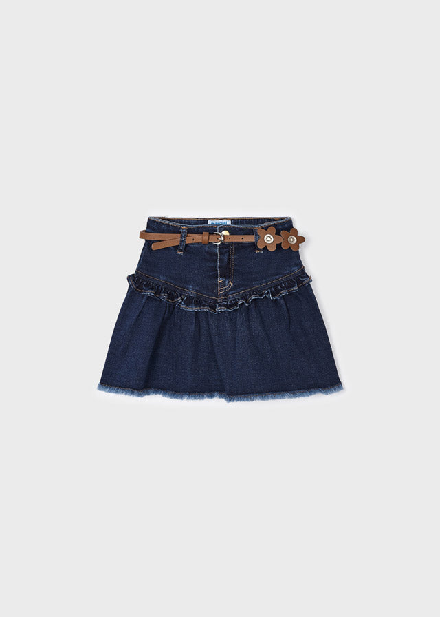 Falda denim cinturón