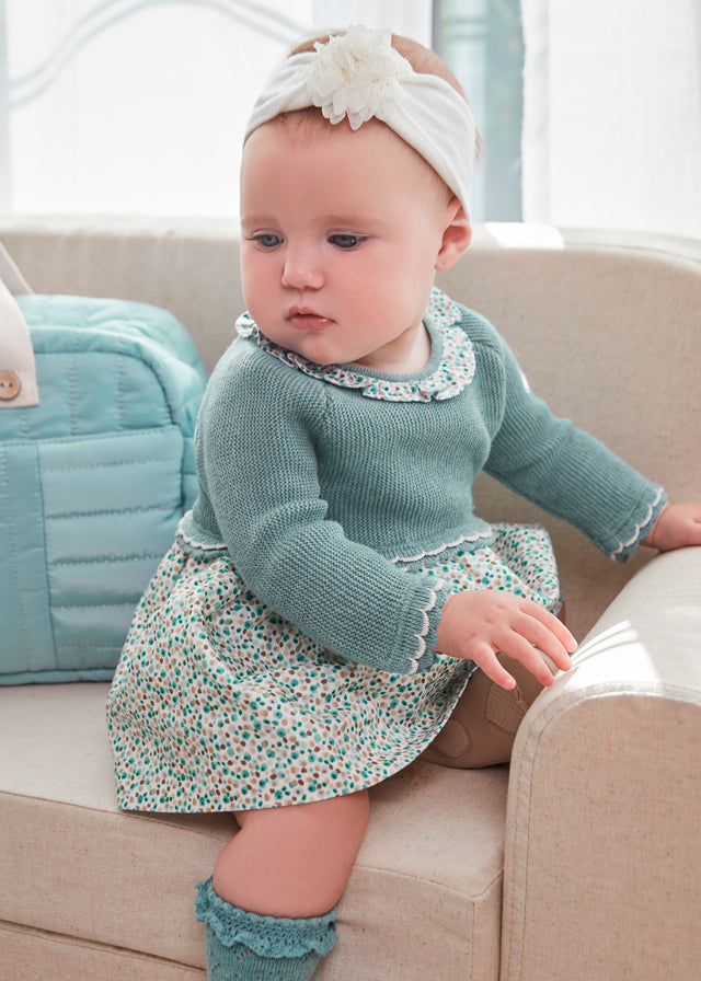 Vestido combinado tricot