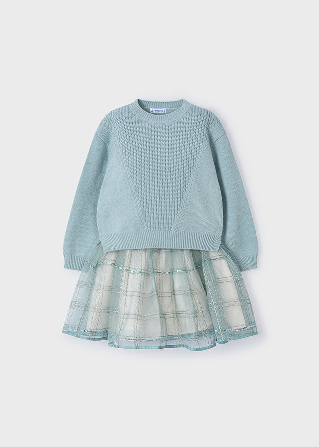 Vestido combinado tricot
