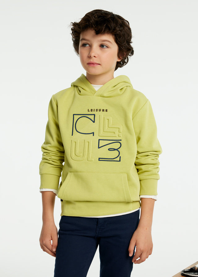 Pullover embossed con capucha