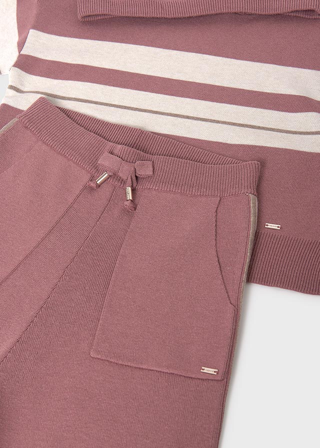 Conj. Pantalon tricot capucha