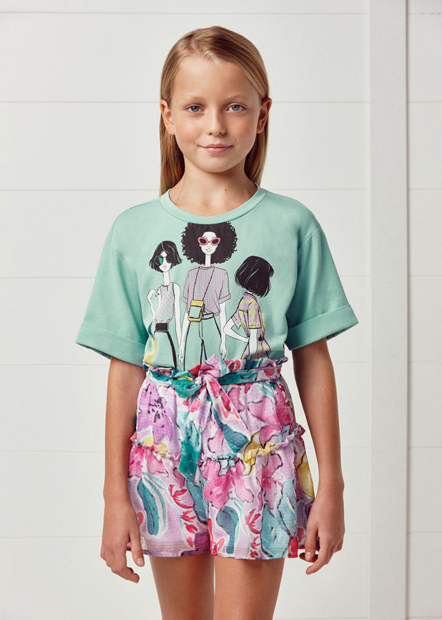 Falda short gasa estampada