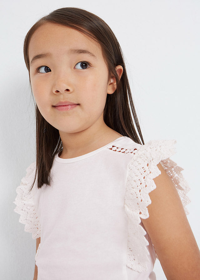 Camiseta m/c volante crochet