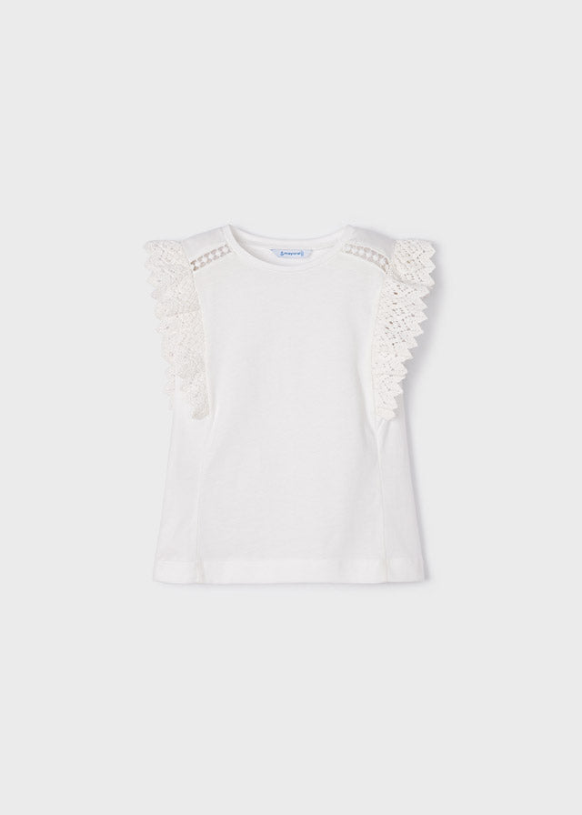 Camiseta m/c volante crochet