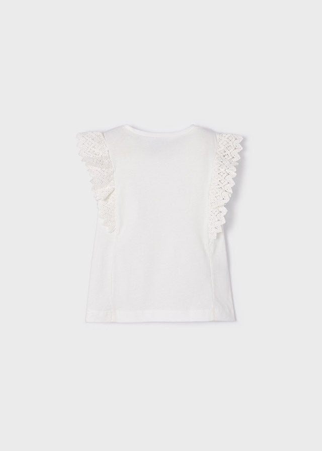 Camiseta m/c volante crochet