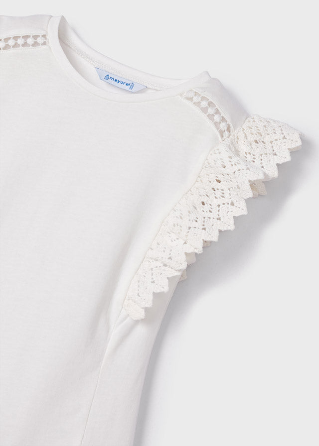Camiseta m/c volante crochet
