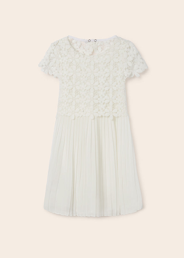 Vestido combinado guipur