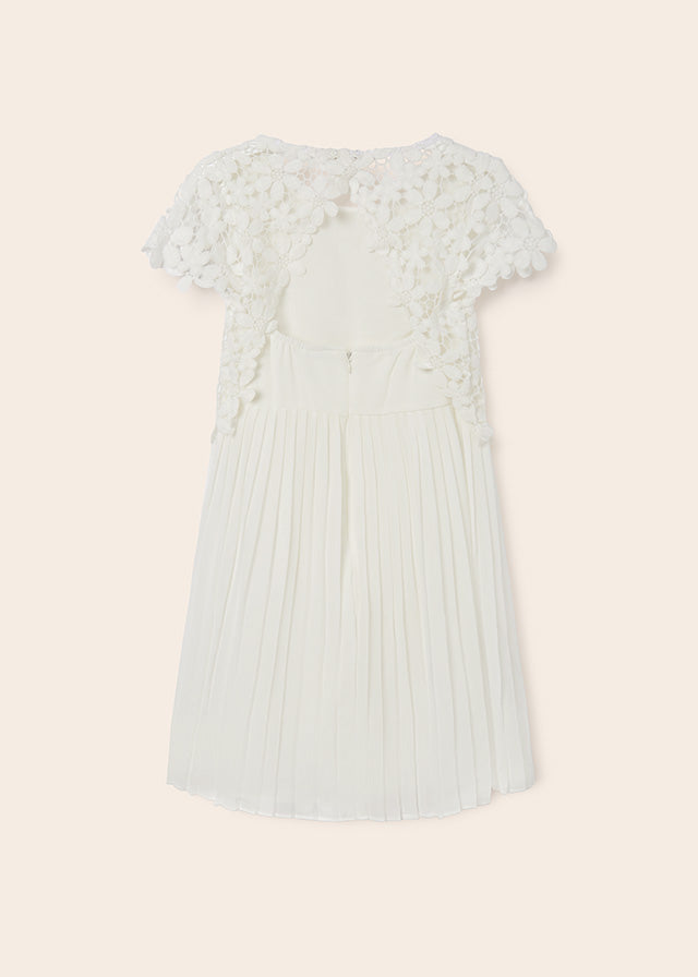Vestido combinado guipur