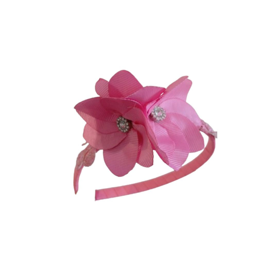 Vincha flores fucsia con detalles
