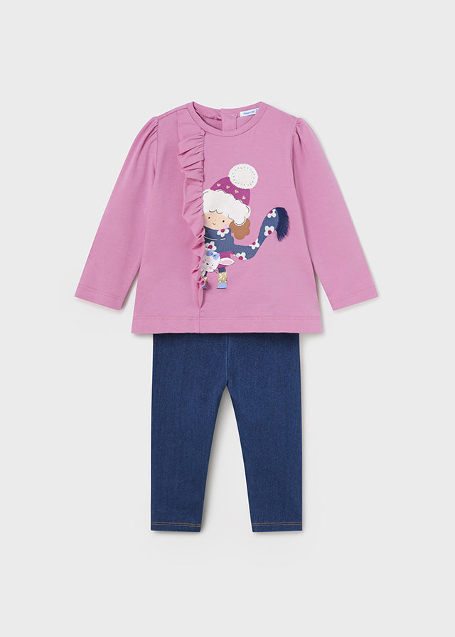 Conj. leggings knit denim