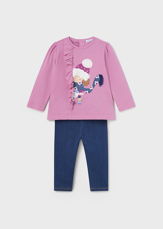 Conj. leggings knit denim
