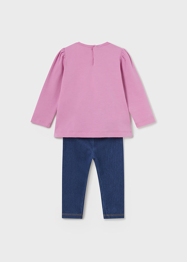Conj. leggings knit denim