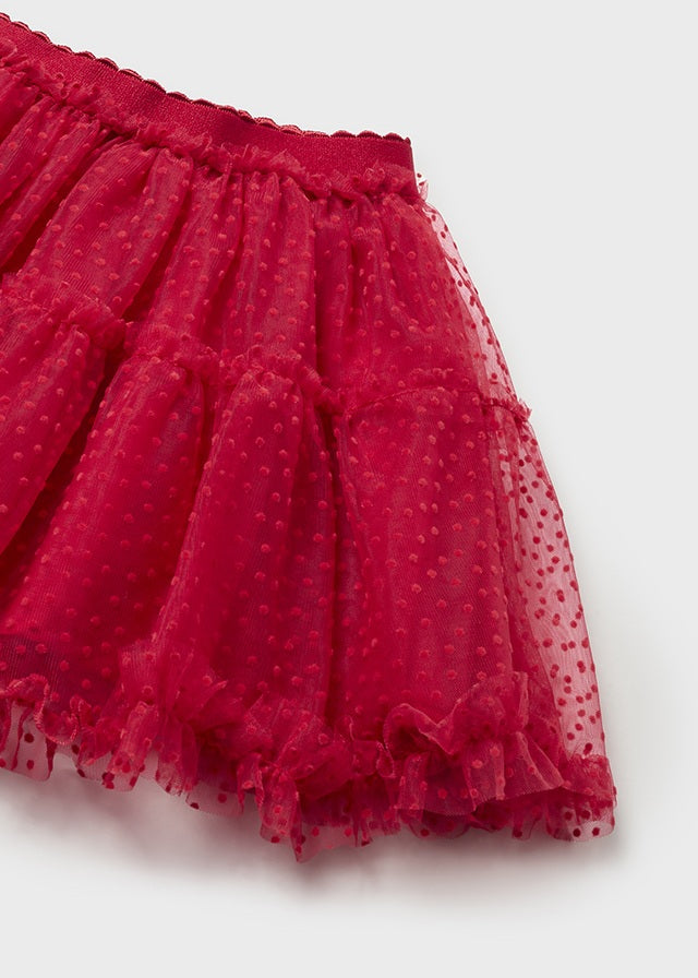 Falda tul flocado rojo