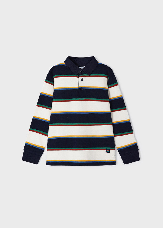 Polo cuello camisa m/l a rayas