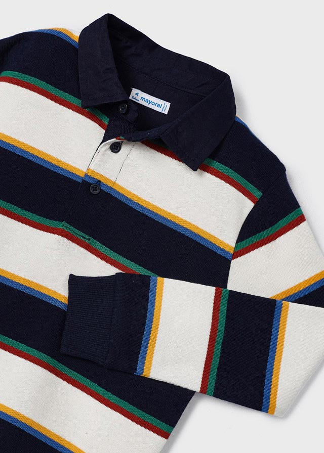 Polo cuello camisa m/l a rayas