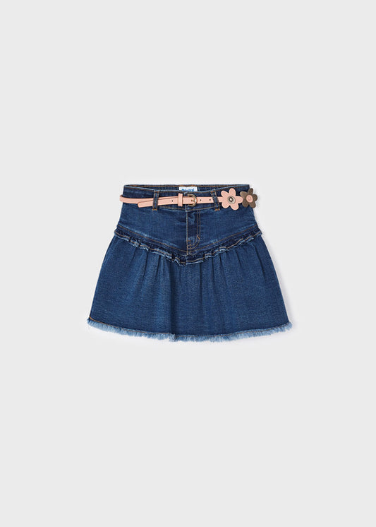 Falda denim cinturón