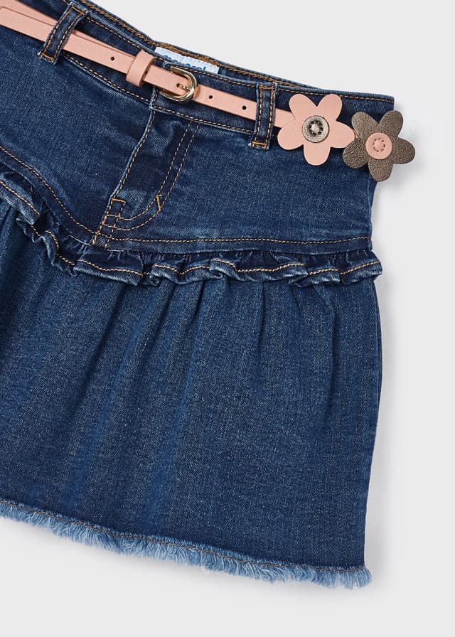 Falda denim cinturón