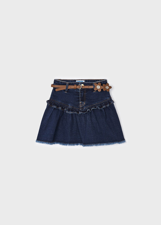 Falda denim cinturón