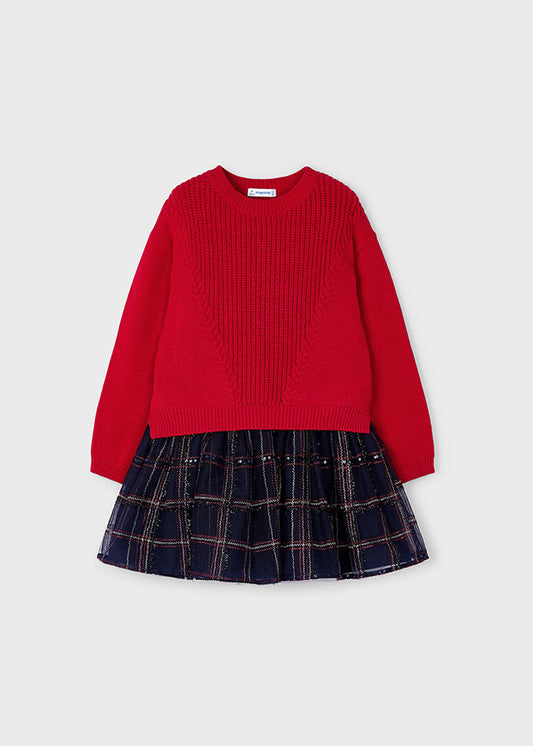 Vestido combinado tricot