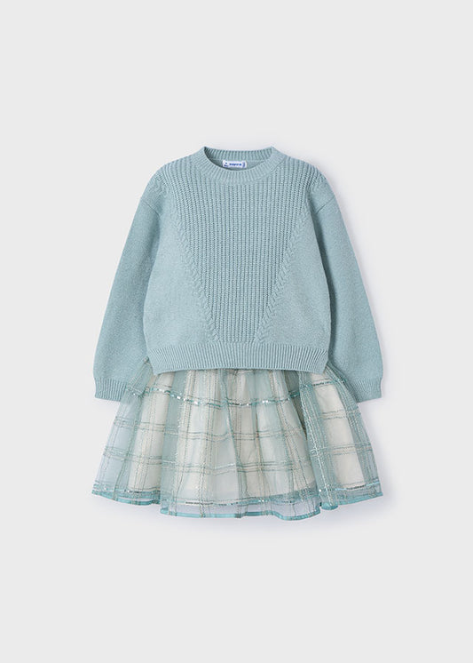 Vestido combinado tricot