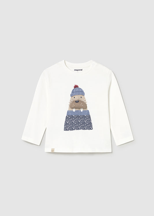 Camiseta m/l aplique animal