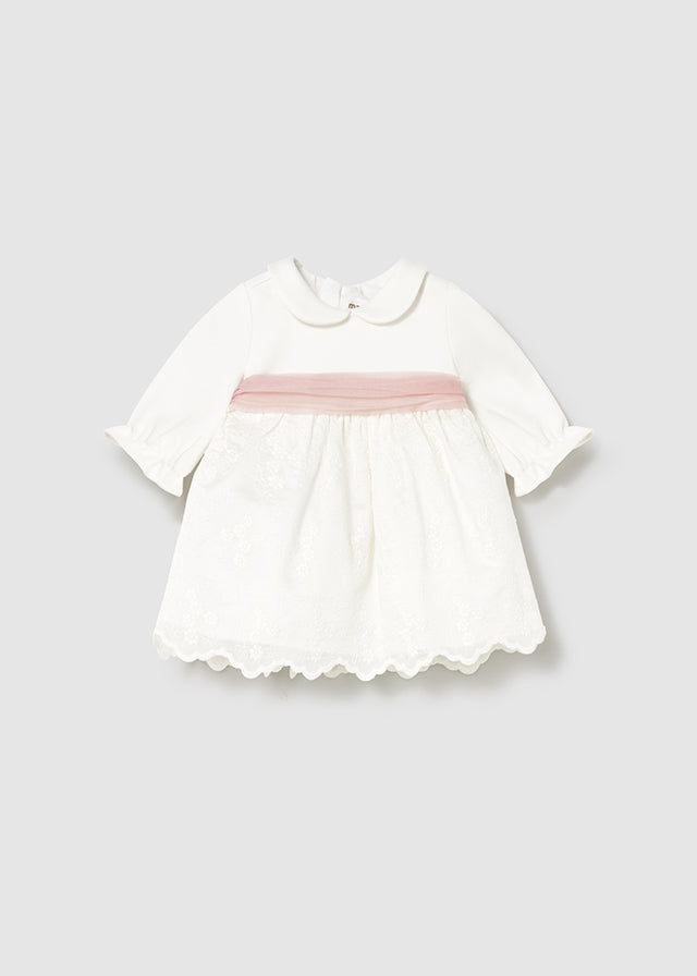 Vestido combinado bordado