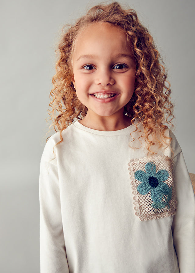 Camiseta m/l bolsillo crochet