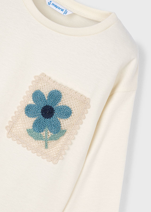 Camiseta m/l bolsillo crochet