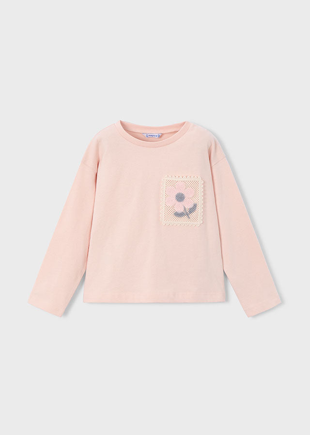 Camiseta m/l bolsillo crochet