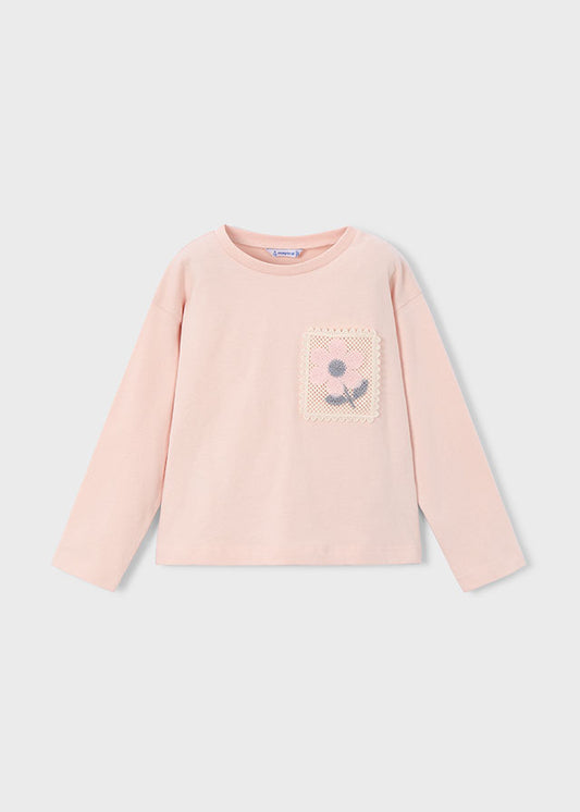 Camiseta m/l bolsillo crochet