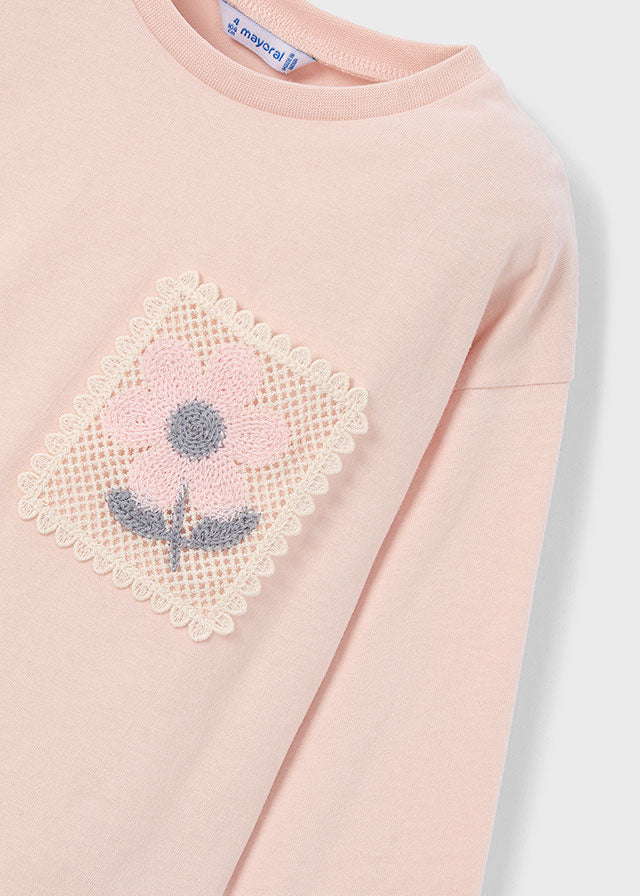 Camiseta m/l bolsillo crochet