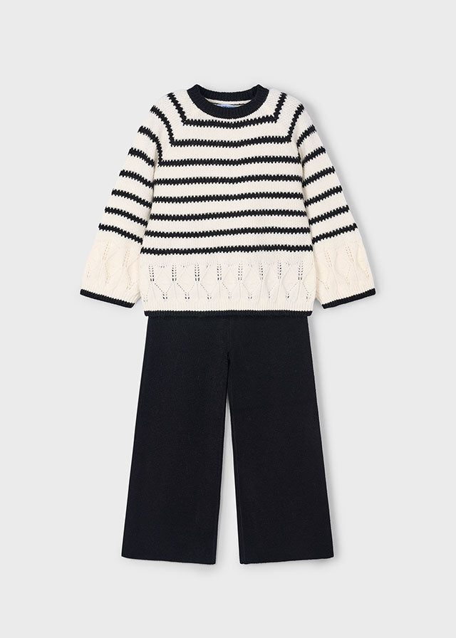 Conj. Pantalon tricot rayas