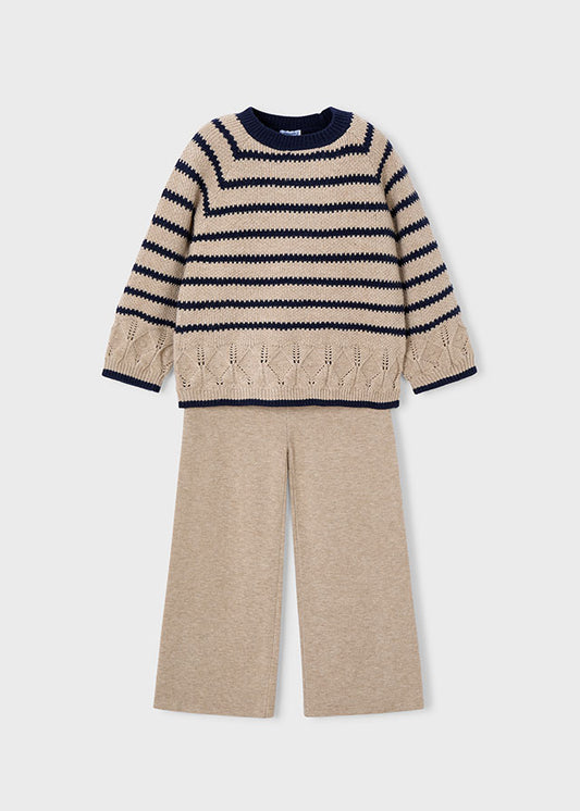 Conj. pantalon largo tricot rayas