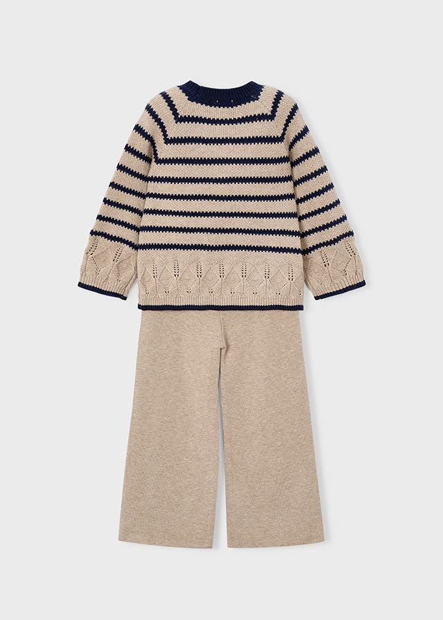 Conj. pantalon largo tricot rayas