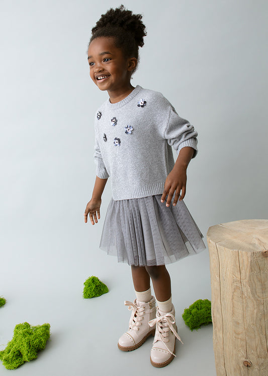 Vestido tricot combinado