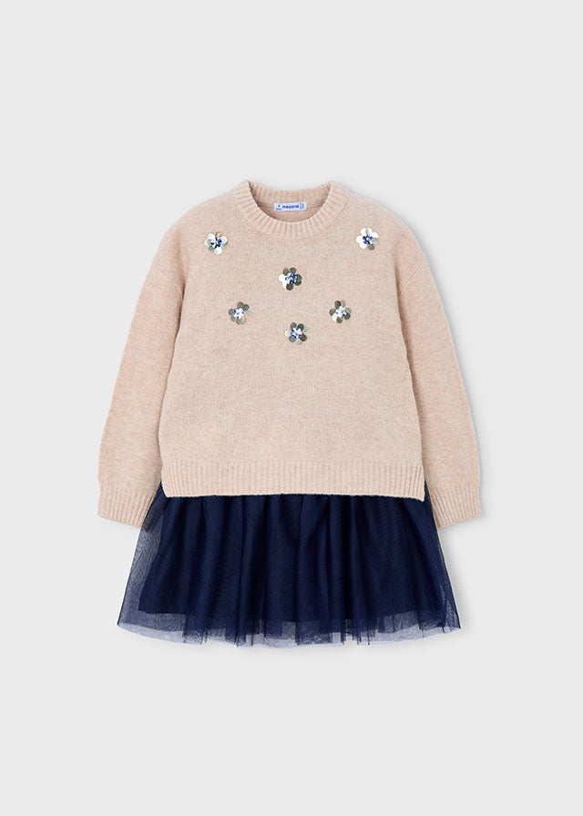 Vestido tricot cmobinado