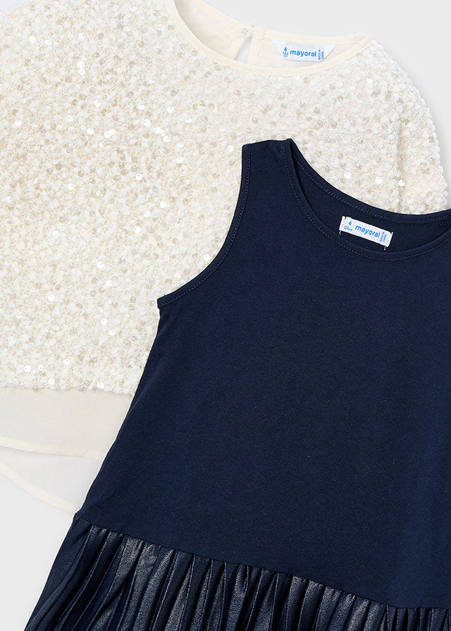 Vestido combinado lentejuelas