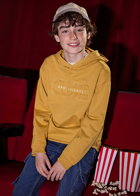 Pullover embossed con capucha