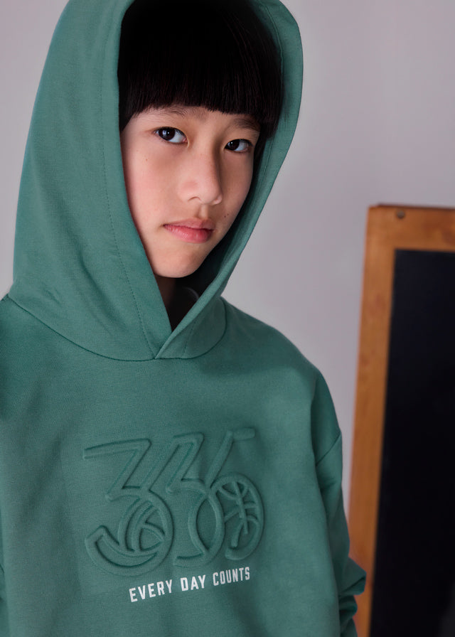 Pullover embossed con capucha