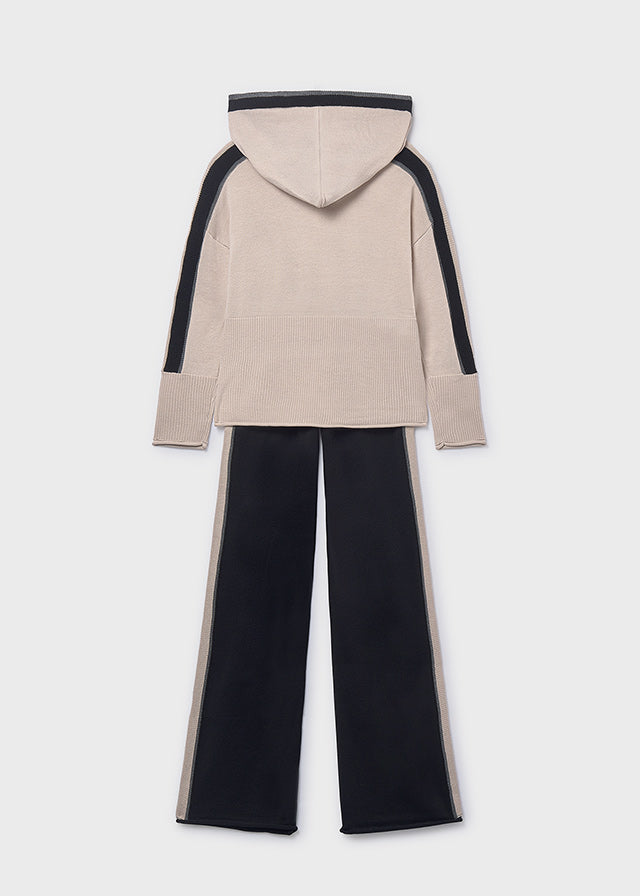 Conj. Pantalon tricot capucha
