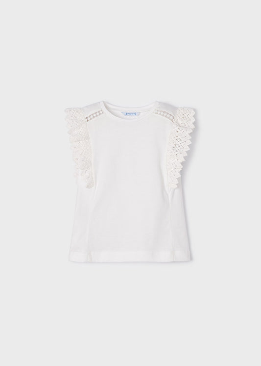 Camiseta m/c volante crochet