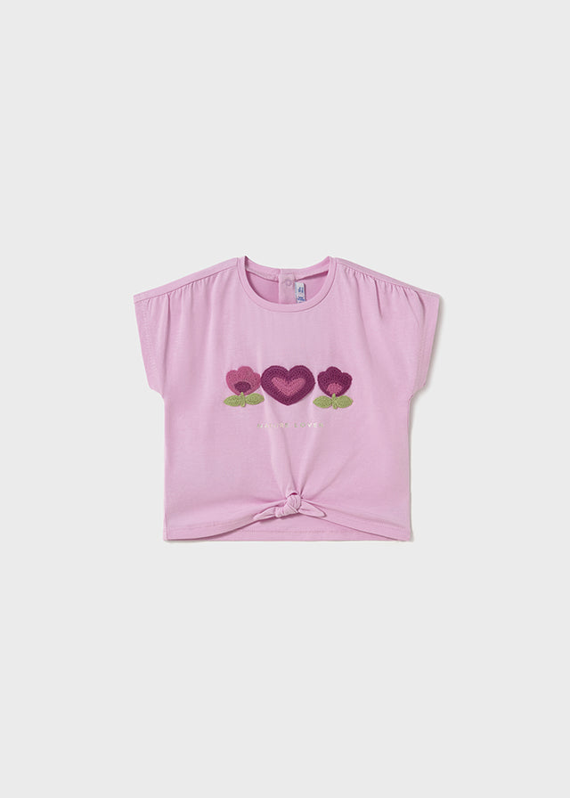 Camiseta m/c apliques crochet