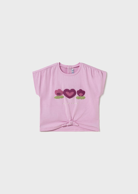 Camiseta m/c apliques crochet