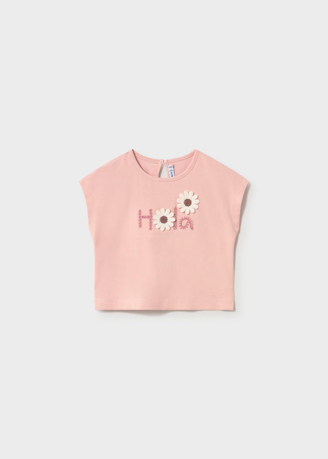 Camiseta m/c apliques crochet