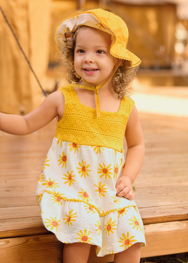 Vestido combinado guipur