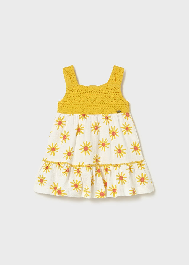 Vestido combinado guipur