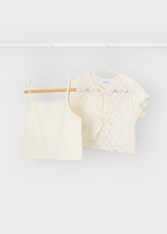 Camiseta m/c 2 piezas crochet
